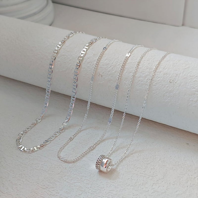 OGD Store Layered CZ Rondelle Pendant Necklaces for Women, 14K Gold Plated Trendy Mariner Chain Dainty Circle Rondelle Pendant Choker Necklace for Women Two-Toned Cubic Zirconia Gold Necklace - Image 5